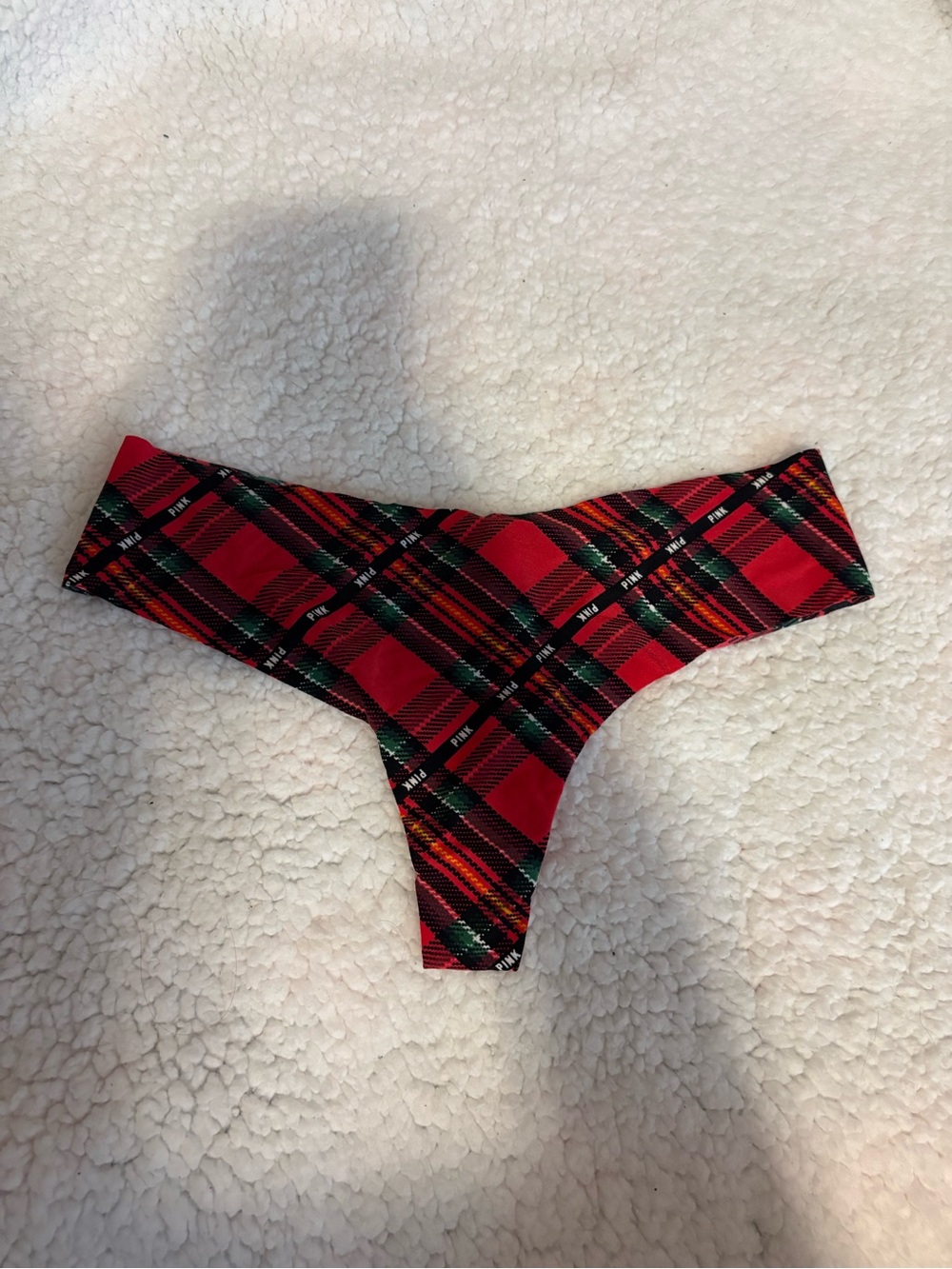 PINK Victoria's Secret Red Plaid Thong